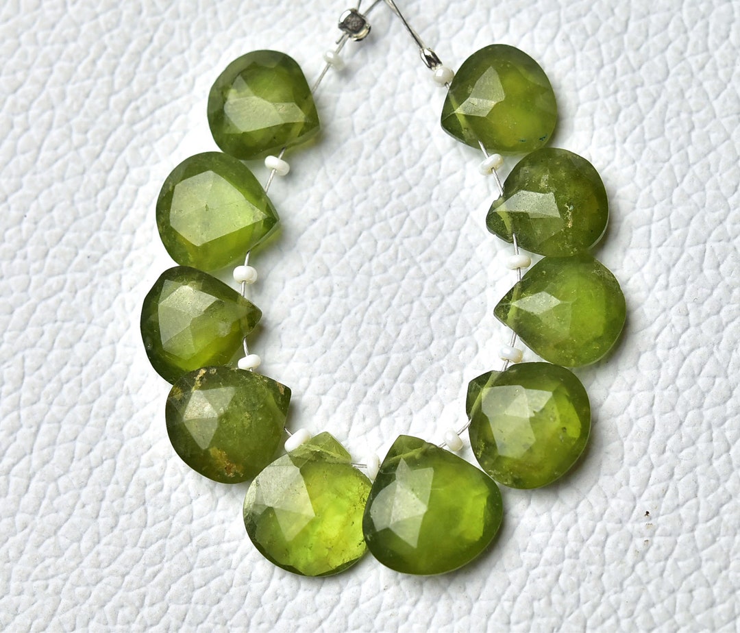 Natural Vesuvianite Faceted Heart Beads 10mm to 12.5mm Faceted Heart