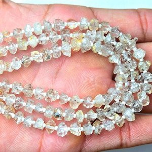 Herkimer Diamond Quartz Beads 7-10mm Natural Shape Herkimer Diamond Beads Superb Herkimer Polished Rough Nugget 7 Inch strand No2735