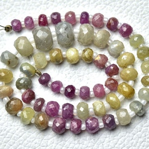 12 Inches Strand Natural Multi Sapphire Rondelle Beads 4.5mm to 9mm Faceted Rondelles Gemstone Beads Superb Sapphire Stone Beads  No2304