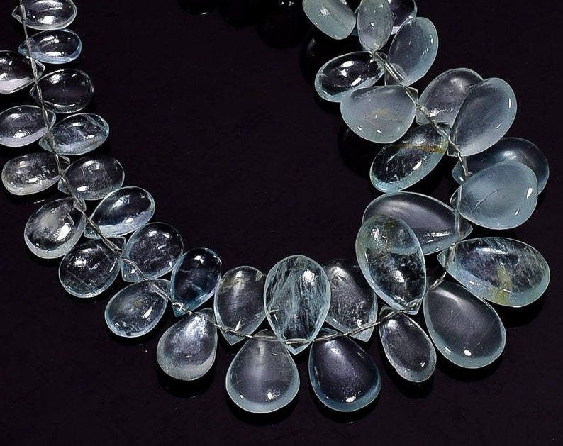 6 Strand Natural Aquamarine Beads 5x6mm to 9x13mm Pear Shape Beads Smooth Gemstone Beads Gems Rare AA Aquamarine Beads No1455