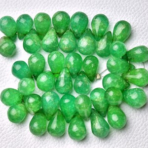Green Quartz Plain Teardrop Beads 8x13mm to 10x15mm Smooth Tear Drops Gemstone Beads DYED Quartz Briolette Beads -7 Inches Strand No2853