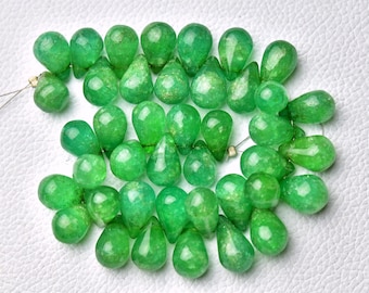 Green Quartz Plain Teardrop Beads 8x13mm to 10x15mm Smooth Tear Drops Gemstone Beads DYED Quartz Briolette Beads -7 Inches Strand No2853