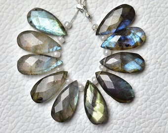 Natural Labradorite Pear Beads 7x15mm Faceted Pear Briolettes Gemstone Beads Superb Labradorite Briolettes Beads Earring 6,8,10 Pcs No4761