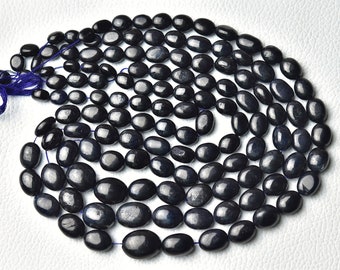Natural Sapphire Plain Oval Beads 6x7mm to 10x12mm Smooth Oval Beads Gemstone Beads Strand Dyed Sapphire Beads Jewelry 15 Inch Strand No5714