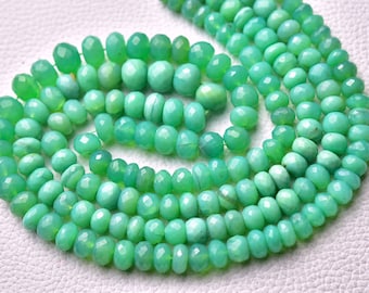 Natural Chrysoprase Chalcedony Rondelle Beads 6mm to 9mm Faceted Rondelles Gemstone Beads Roundelle Chalcedony Beads 8.5 Inch Strand No5734