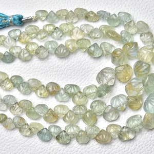 Natural Aquamarine Carved Beads 5mm to 10mm Gemstone Carving Heart Beads Rare Aquamarine Carving Beads Wholesale Bead 7.5 Inch Strand No6633