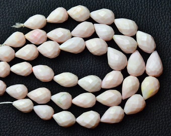 Natural Peru Pink Opal Teardrop Beads 10x12mm to 11x17mm Faceted Tear Drop Briolettes Gemstone Beads Superb Opal Bead 8 Inches Strand No6059