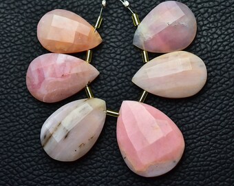 Natuurlijke Peruaanse roze opaal perenkralen 16 x 24 mm tot 18 x 27 mm facetpeer grote brioletten edelsteenkralen opaalkralen steen groothandel kralen 6st No6223