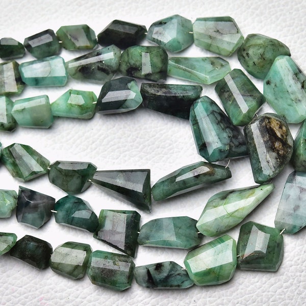 Natural Emerald Nuggets Beads 8mm to 22mm Natural Shape Beads Faceted Gemstone Nugget Rare Emerald Beads Jewelry 8 Inches Strand No6289