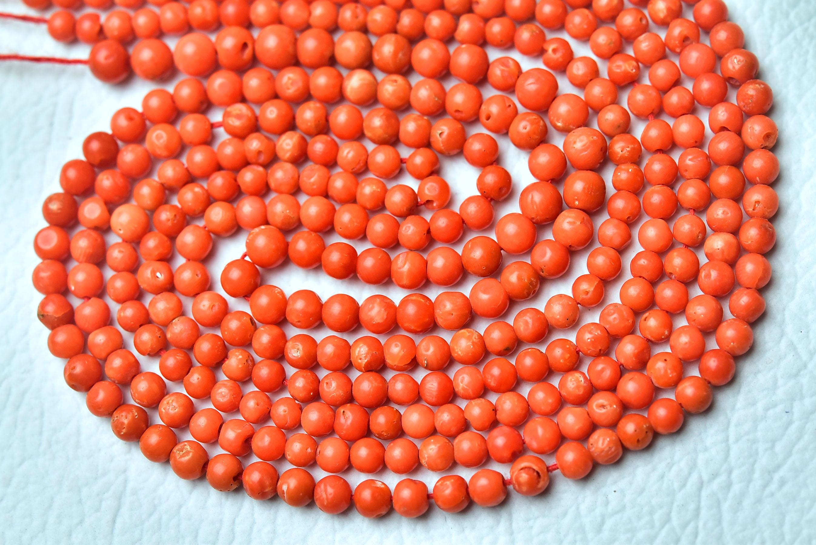 100% Natural Italian Red Coral Ball Beads Smooth Ball Beads