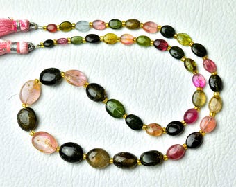 Natural Multi Tourmaline Plain Beads 4x5mm to 9x11mm Smooth Oval Gemstone Beads Tourmaline Oval Stone Beads Gems 83cts, 15 Inch Strand No837