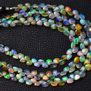 Natürliche äthiopische Opalherz-Brioletteperlen 4 m bis 5,5 mm facettierte Herz-Briolettes-Edelsteinperlen Superb Opal-Herz Bead 7-Zoll-Strang No6601