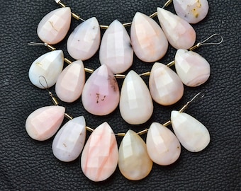 Natuurlijke Peruaanse roze opaal perenkralen 15 x 24 mm tot 20 x 28 mm facetpeer grote brioletten edelsteenkralen opaalkralen groothandel kralen - 6 stuks No6222