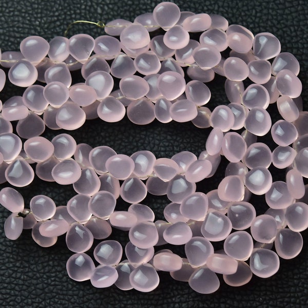 Pink Chalcedony Heart Beads 8x8.5mm to 9x9.5mm Smooth Heart Briolettes Gemstone Beads Synthetic Chalcedony Beads - 8 Inches Strand No5259