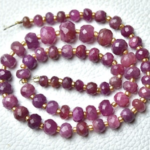 13 Inches Strand Natural Pink Sapphire Rondelle Beads 4mm to 8.5mm Faceted Gemstone Beads Rare Sapphire Stone Precious Rondelles No1133