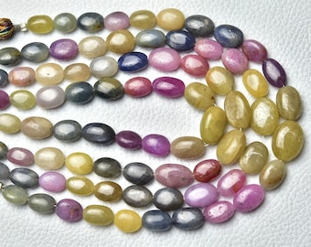 Natural Multi Sapphire Oval Beads 6x7mm to 8x11mm Smooth Oval Beads Gemstone Beads Superb Sapphire Beads Precious Beads 8 Inch Strand No780