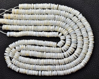 16 Inch Strand Natural White Opal Wheel Beads Plain Tyre Beads Wheel Beads Smooth Gemstone Beads Finest Opal Beads No6130