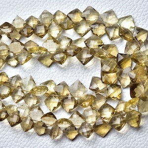 Natural Beer Quartz Square Beads 5.5mm to 8mm Faceted Square Briolettes Gemstone Beads Superb Beer Quartz Beads 8 Inch Strand No6166