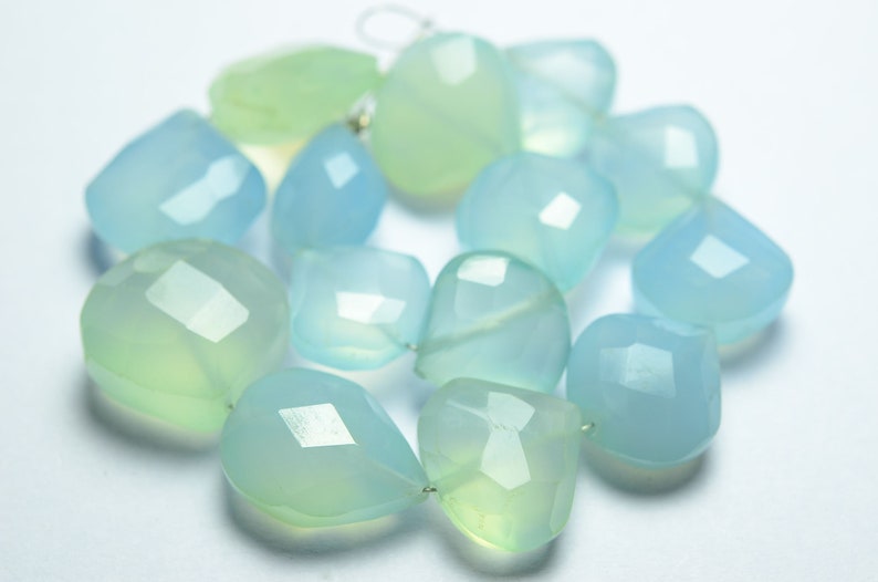 7 Inches Strand Natural Chalcedony Beads 11x12mm to 14x14mm Faceted Heart Big Briolettes Gemstone Beads Rare Chalcedony Briolettes No3433