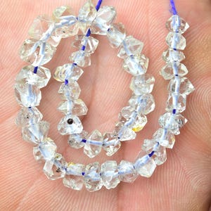 Herkimer Diamond Quartz Beads (1mm Hole) Natural Shape Herkimer Diamond Beads Superb Herkimer Polished Rough Nugget Jewelry MakingNo3900