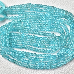 13 Inch Strand Natural Apatite Rondelle Beads 3.5mm to 4mm Faceted Rondelles Gemstone Beads Rare Apatite Beads Jewelry Making Beads No6638