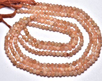 12.5 Inch Strand Natural Sunstone Rondelles 3mm to 4mm Faceted Rondelle Gemstone Beads Rare Sunstone Beads Semi Precious Stone No4560