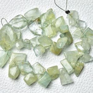 7.5 Inches Natural Aquamarine Nugget Beads 5x7mm to 13x18mm Smooth Nuggets Gemstone Beads Rare Aquamarine Stone Nugget No1750