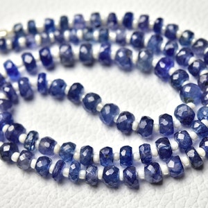 14 Inches Strand Natural Blue Sapphire Rondelle Beads 4mm to 5.5mm Faceted Gemstone Beads Jewelry Making Beads Sapphire Beads Strand No5244