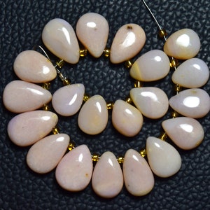 Natural Peru Pink Opal Pear Beads 8x11mm to 9x14mm Smooth Pear Briolettes Gemstone Beads Jewelry Making Rare Opal Plain Beads 10 Pcs No5504
