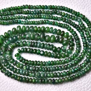14 Inches Strand Natural Emerald Plain Rondelle Beads 3mm to 5mm Smooth Rondelles Gemstone Beads Superb Emerald Beads Rondelle No3402