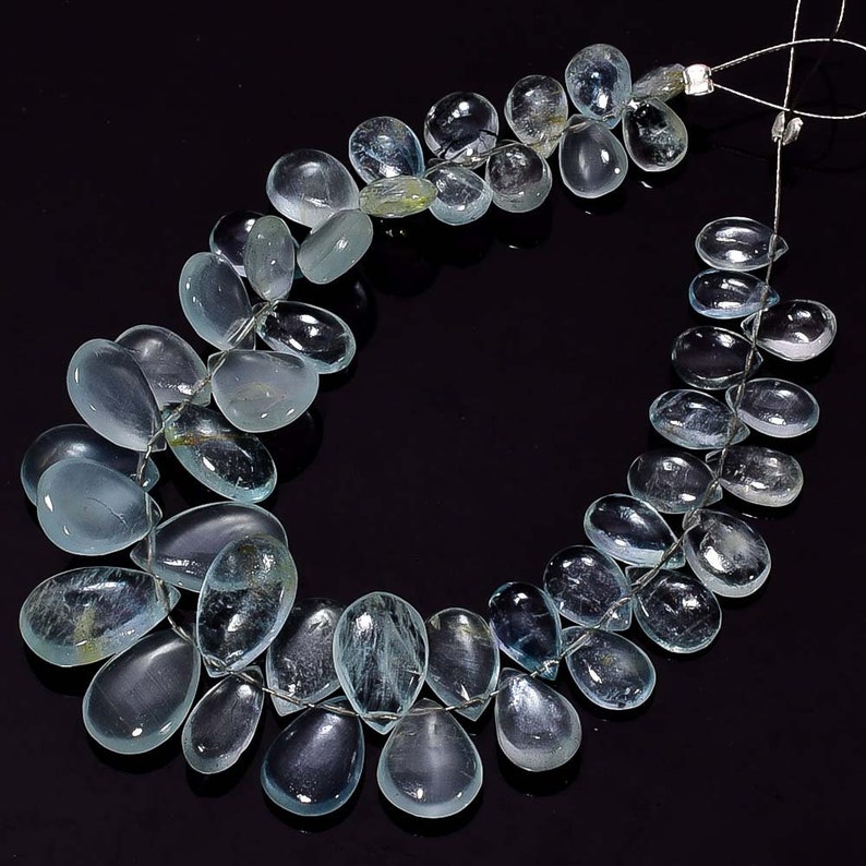 6 Strand Natural Aquamarine Beads 5x6mm to 9x13mm Pear Shape Beads Smooth Gemstone Beads Gems Rare AA Aquamarine Beads No1455