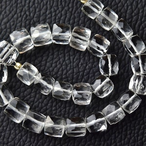 7.5 Inch Strand Natural Crystal Cubes Beads 7mm to 7.5mm Faceted Cube Briolettes Gemstone Beads Rare Crystal Gems Semi Precious Stone No3772