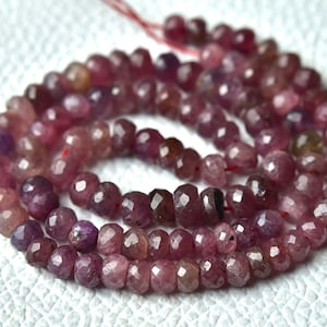 12 Inches Strand Natural Pink Sapphire Rondelle Beads 3mm to 5.5mm Faceted Gemstone Beads Rare Sapphire Stone Precious Rondelles No1843