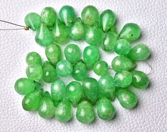 6.5 Inches Strand Green Quartz Plain Teardrop 7x11mm to 9x15mm Smooth Tear Drops Gemstone Beads DYED Quartz Beads Semi Precious Stone No2852