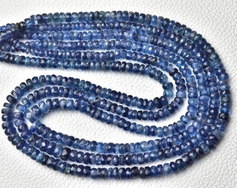 Natural Kyanite Rondelle Beads 3mm to 6mm Faceted Rondelles Gemstone Beads Superb Kyanite Beads Jewelry Making Beads 8.5 Inch Strand No6581