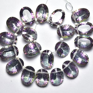 AAA Qualität Mystic Quartz Concave Cut Perlen Paar 10 x 14 mm facettierte Oval Briolettes Edelstein Perlen Schmuck 2 Matched Paar (4 Stück) No5474
