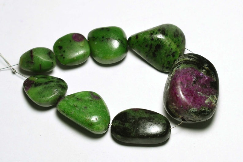 8.5 Inches Strand Natural Ruby Ziosite Nuggets 15mm to 37mm Smooth Gemstone Beads Rare Ruby Ziosite Beads No3275