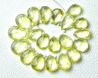 大きなバイレモンクォーツ ティアドロップ ビーズ - 7 インチ - 天然の