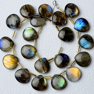 10 Pieces Rare Labradorite Beads 11mm Smooth Heart Shape Briolettes Gemstone Beads Superb Labradorite Stone Semi Precious No4762