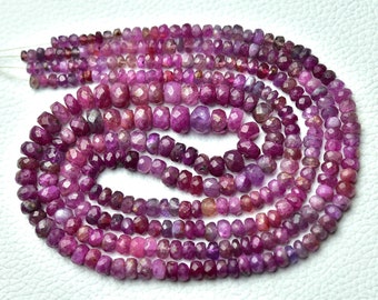 18.5 Inches Strand Natural Pink Sapphire Rondelle Beads 3mm to 6mm Faceted Gemstone Beads Superb Sapphire  Stone Precious Rondelles No3103