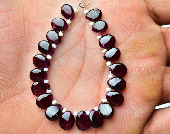 Natural Garnet Pear Beads 6x8mm to 7x9mm Smooth Pear Briolettes