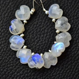 Blue Fire regenboog maansteen gesneden hart kralen gefacetteerde hartvorm brioletten gesneden edelsteen oorbel kralen maansteen kralen 10 stuks No6340
