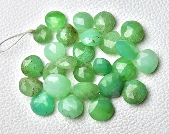 6 Inches Natural Chrysoprase Briolettes 9x9mm to 12x12.5mm Heart Bead Faceted Gemstone Beads Rare Chrysoprase Semi Precious Stone No1149