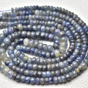 14 Inch Strand Natural Sapphire Rondelle Beads 3.5mm to 5.5mm Faceted Gemstone Rondelle Beads Blue Sapphire Beads Roundelle Jewellery No3701