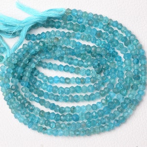 12.5 Inch Strand Natural Apatite Rondelle Beads 4.5mm to 5mm Faceted Rondelles Gemstone Beads Rare Apatite Beads Necklace Stone Beads No5440