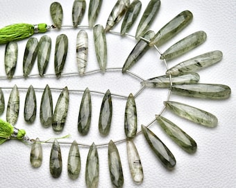 Green Prehnite 7x5mm Faceted Pear Shaped Briolettes Bead Strand, 8