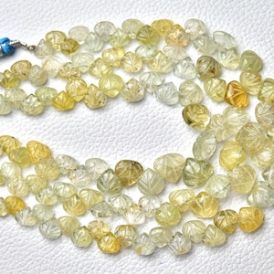Natural Heliodor Carved Beads 5mm to 10mm Gemstone Carving Heart Beads Rare Aquamarine Carving Beads Strand  8 Inches Strand No6629