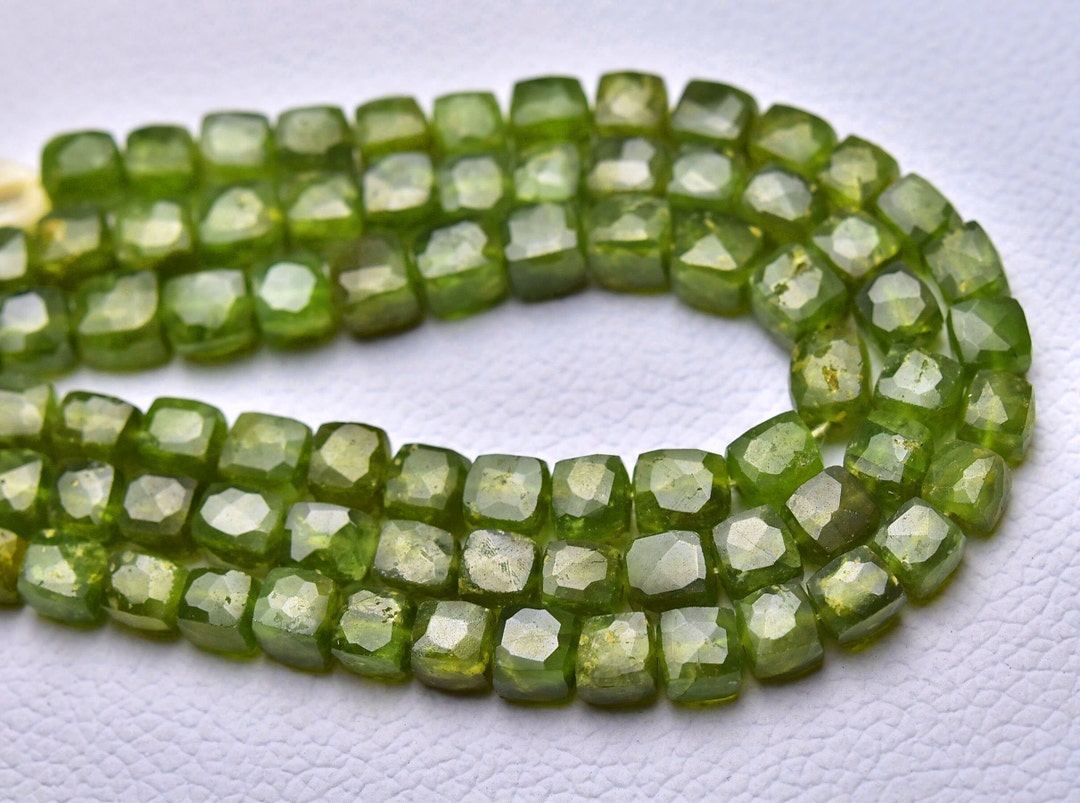 Natural Vesuvianite Cube Beads 6mm to 7.5mm Faceted Cube Briolettes