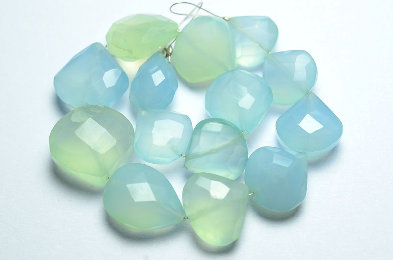 7 Inches Strand Natural Chalcedony Beads 11x12mm to 14x14mm Faceted Heart Big Briolettes Gemstone Beads Rare Chalcedony Briolettes No3433