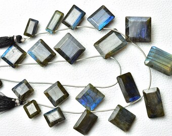 Natural Labradorite Briolettes 10x15mm to 17x19mm Faceted Mix Shape Briolettes Fire Labradorite Stone Gemstone Beads -8.5 Inch Strand No3920